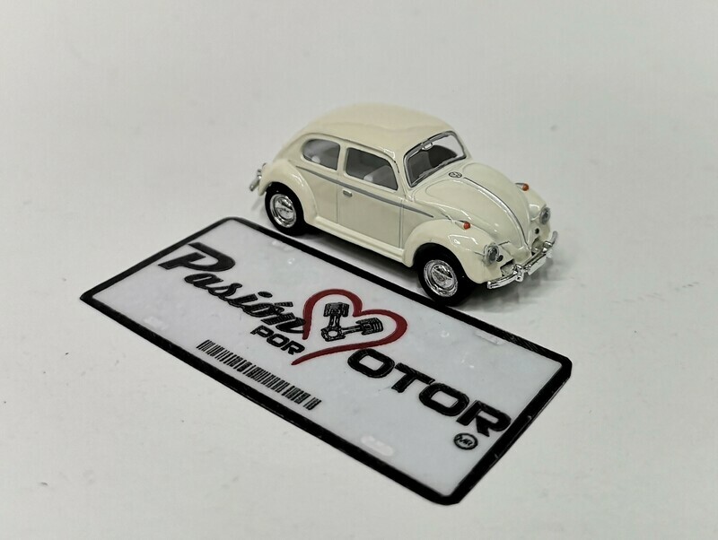1:64 Volkswagen Beetle Sedan 1967 Crema - Pastel Friccion KINSMART En Display a Granel 01541