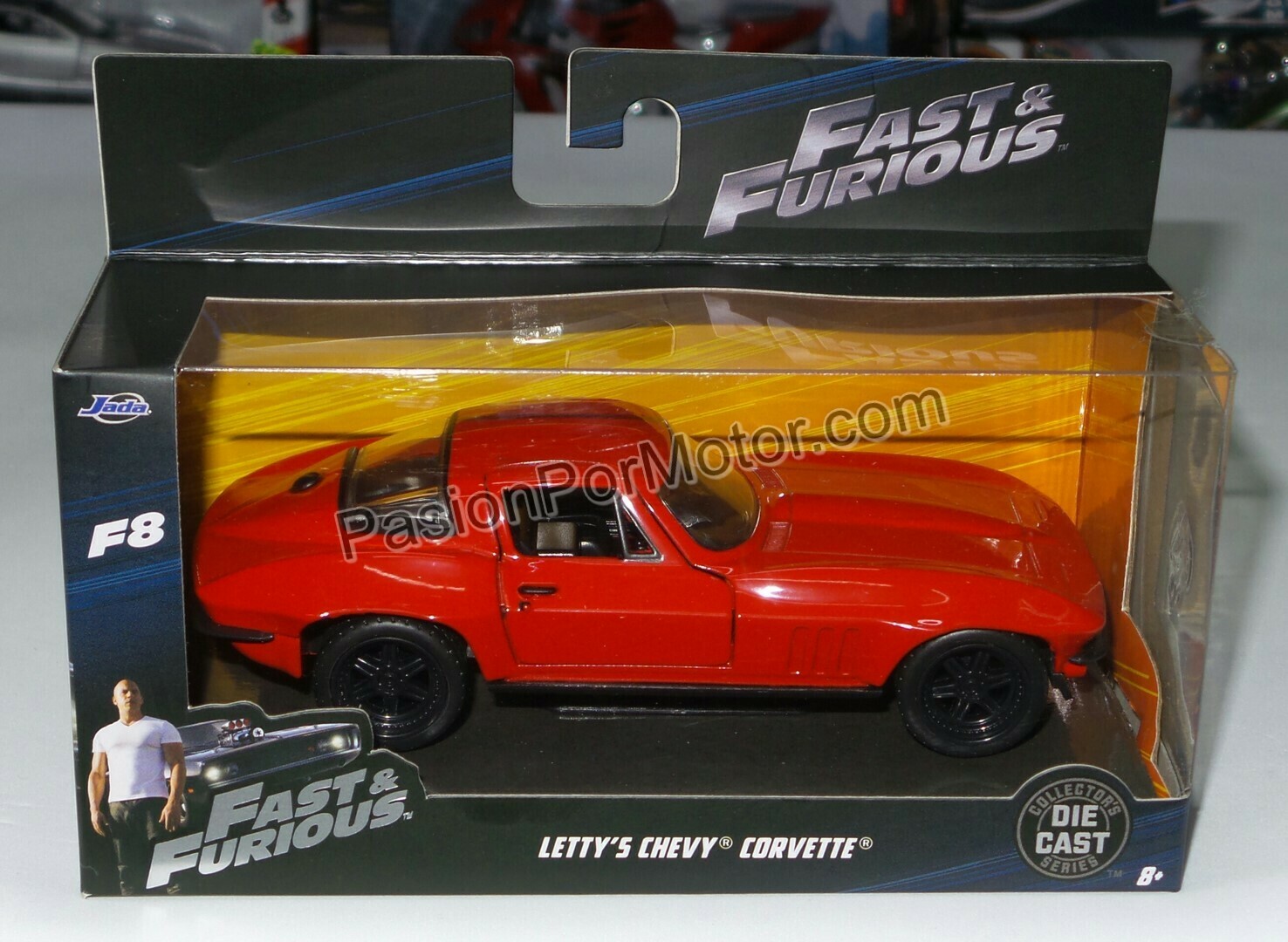 1:32 Chevrolet Corvette 1966 Rojo Letty´s Jada Toys Rapido y Furioso 8 En Caja