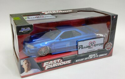1:24 Nissan Skyline R34 2002 Azul Brian´s Rapido y Furioso 4 JADA TOYS 00087