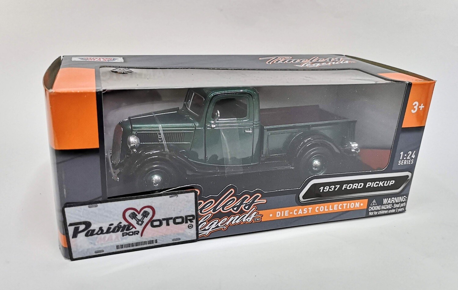 1:24 Ford Pick Up V8 1937 Verde y Negro Motor Max Timeless Legends Con Caja