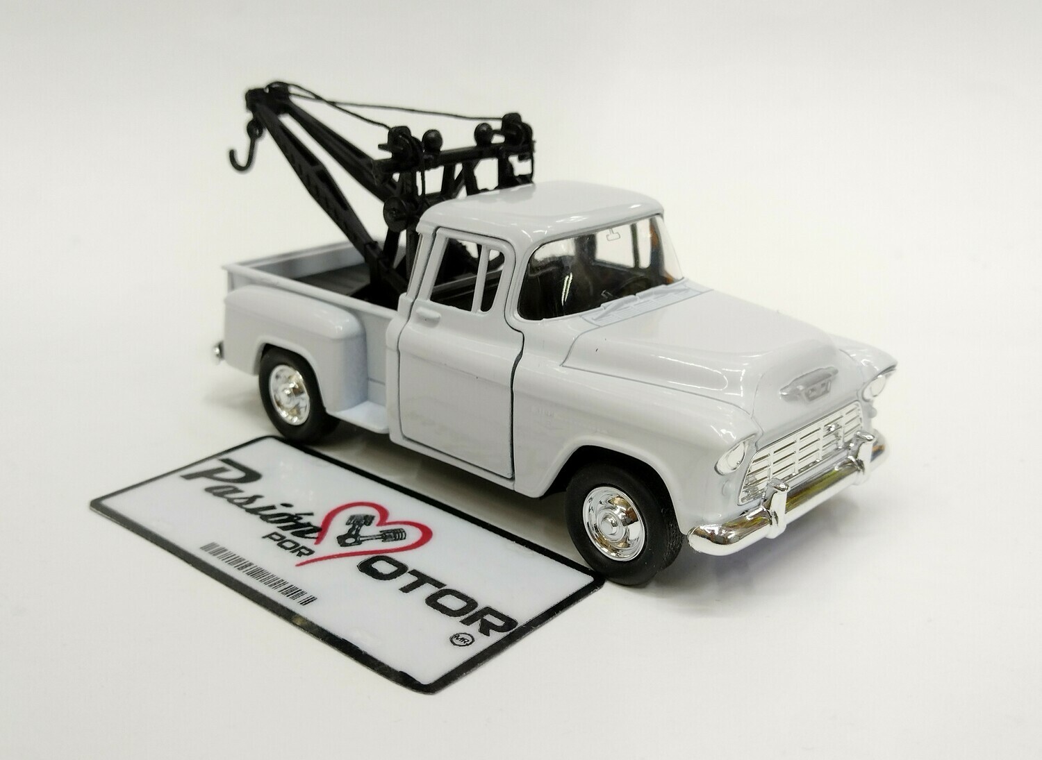 Welly 1:39 Chevrolet 3100 Pick Up Stepside Tow Truck Grua 1955 Blanco Display a Granel 1:32