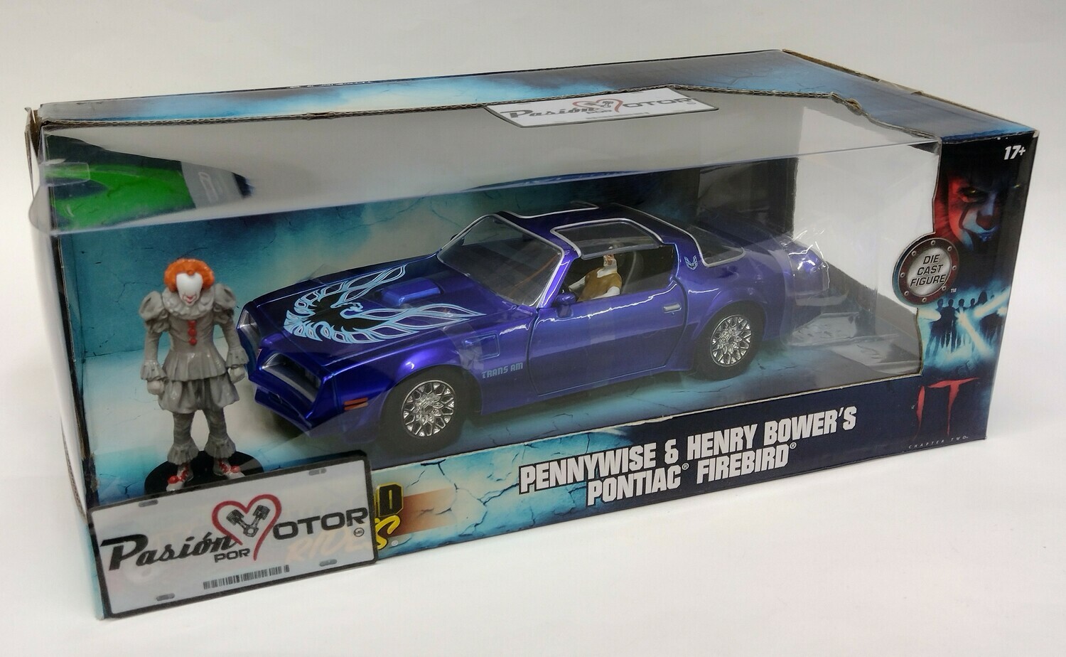 Jada Toys 1:24 Pontiac Firebird Trans Am Coupe Pennywise & Henry Bower´s 1977 Azul Hollywood Rides It ( Eso ) Con Caja