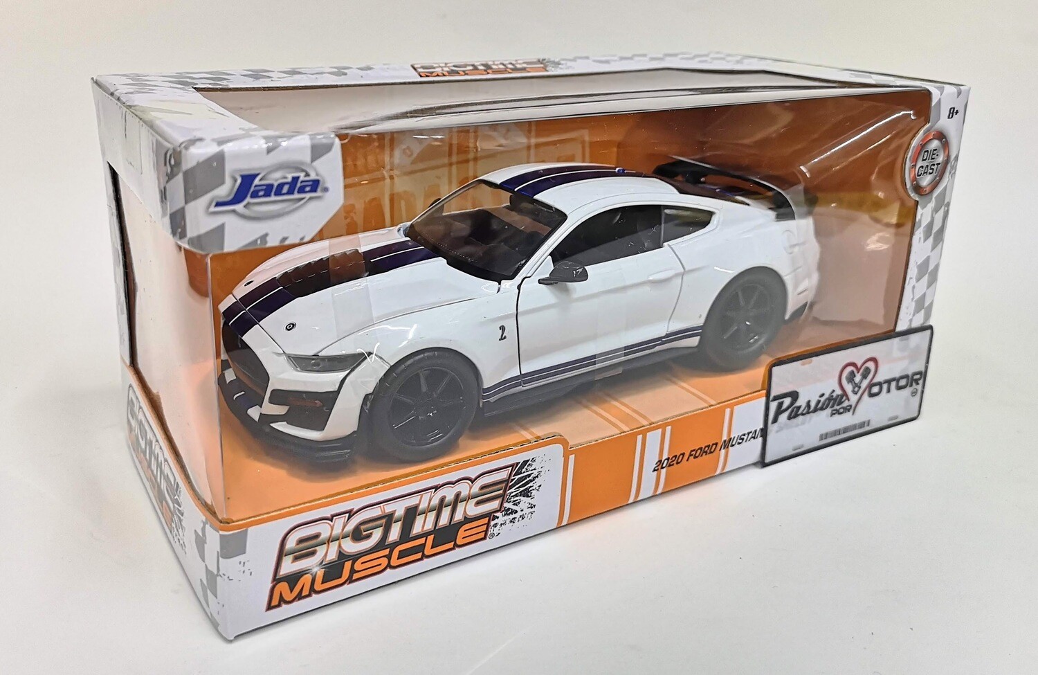 1:24 Ford Mustang Shelby Coupe GT500 2020 Blanco Jada Toys Big Time Muscle Con Caja Cobra