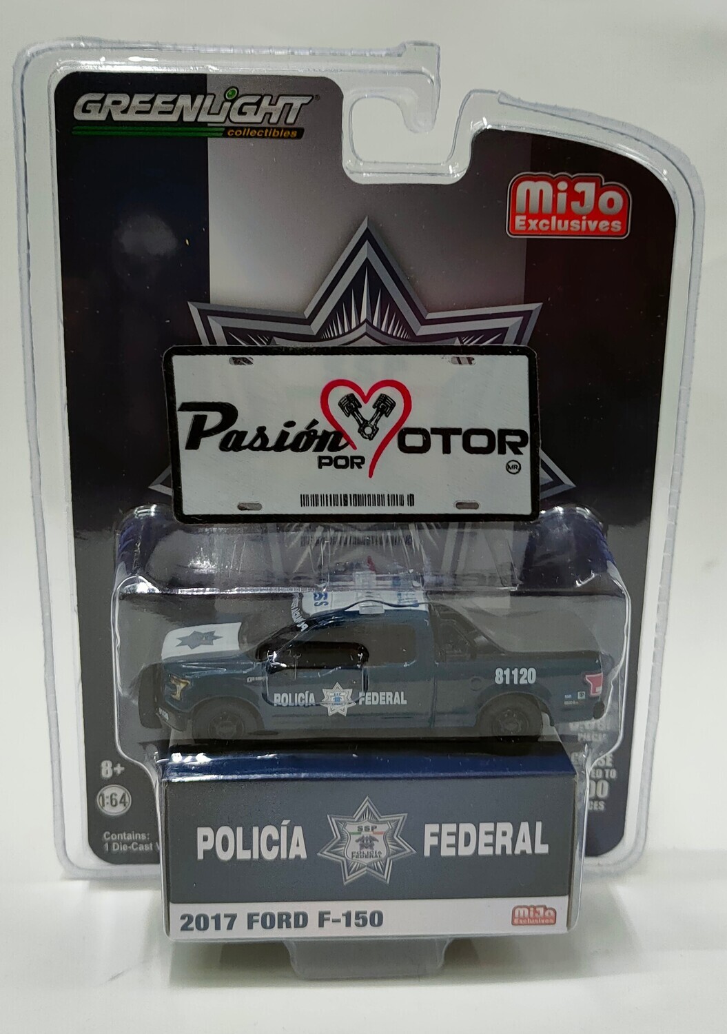 Greenlight 1:64 Ford F-150 Patrulla Policia Federal SSP 2017 Azul Mijo Exclusive En Blister