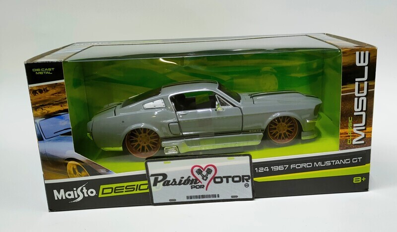 1:24 Ford Mustang GT Coupe Fastback 2+2 1967 Gris perla Maisto Design Classic Muscle Con Caja