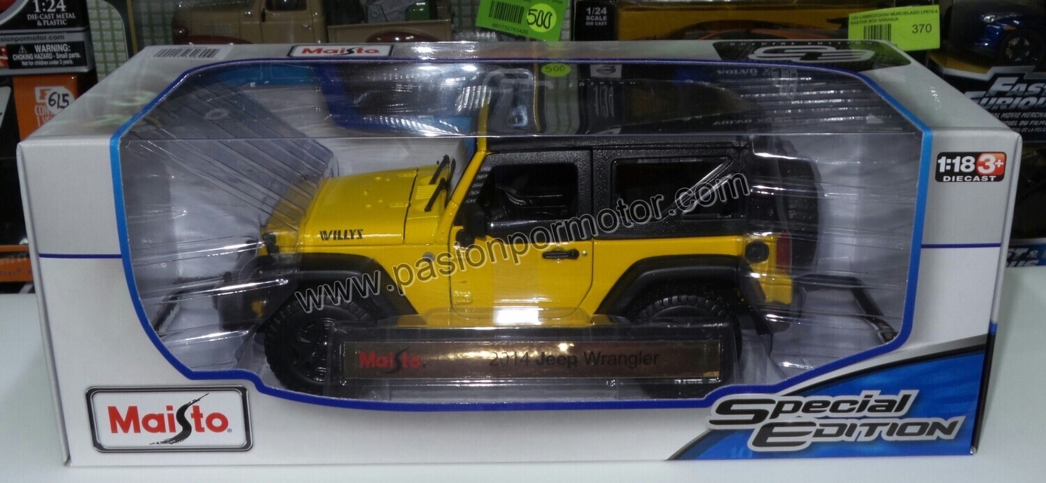 1:18 Jeep Wrangler Willys 2014 Soft Top Amarillo Maisto Special Edition 1:18