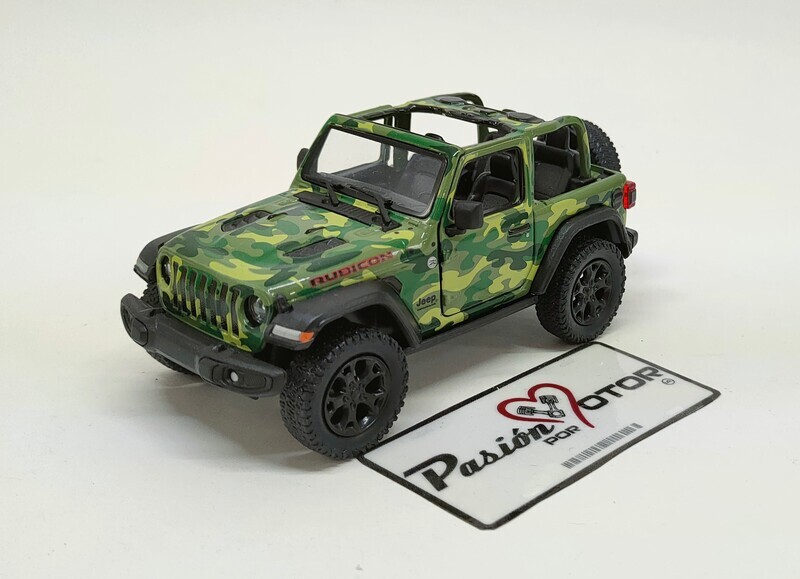 5 Pulgadas / 1:34 Jeep Wrangler Rubicon Open Top SUV 2 Puertas 2018 Camuflaje KINSMART Display a Granel 1:32 01014