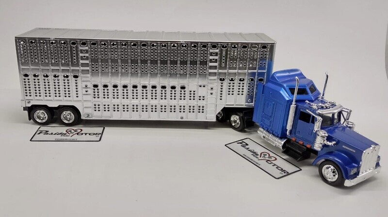 1:43 Kenworth W900 Aerodyne 1987 Tractocamión + Trailer Ganadero NEW RAY Long Haul Trucker Jaula Ganadera 01112