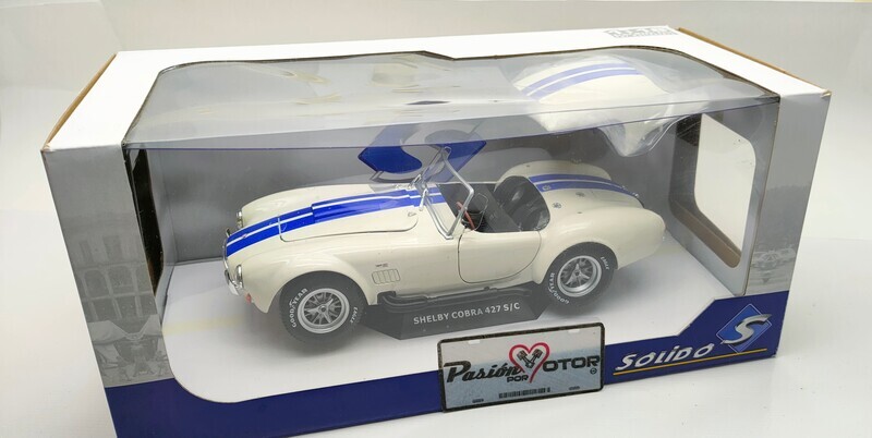 1:18 Shelby 427 S/C Cobra MKII Roadster Con Hard Top 1965 Blanco franjas azules Solido