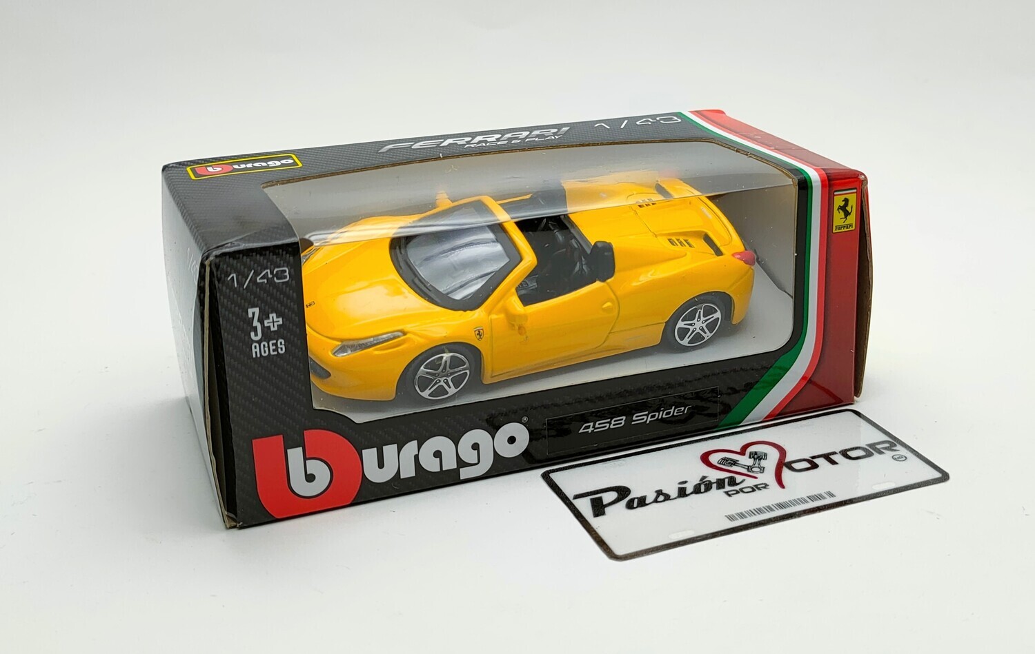 1:43 Ferrari 458 Spider 2011 Amarillo Bburago Race & Play En Caja