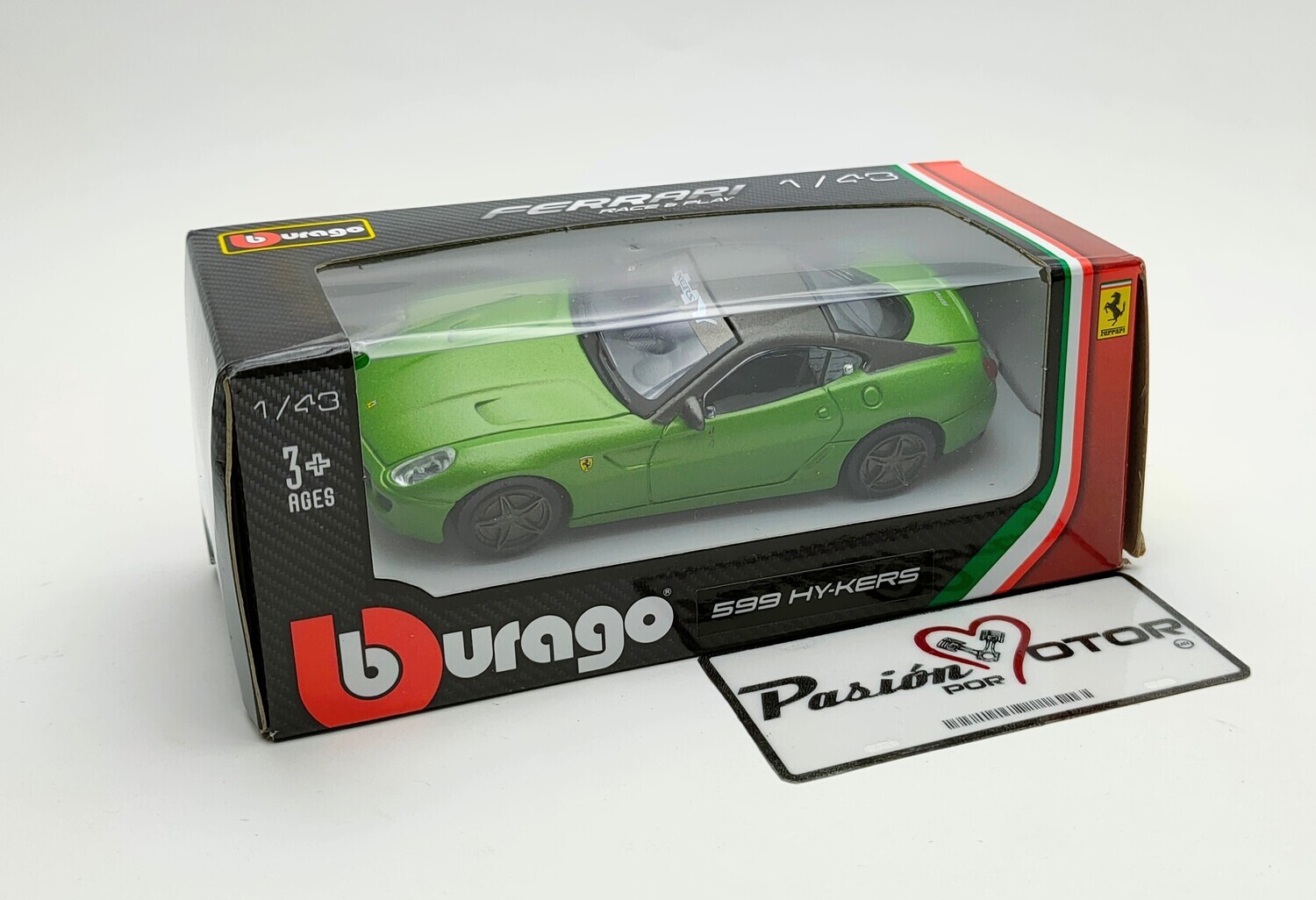 1:43 Ferrari 599 HY-Kers Coupe 2010 Verde  Mate Bburago Race & Play En Caja