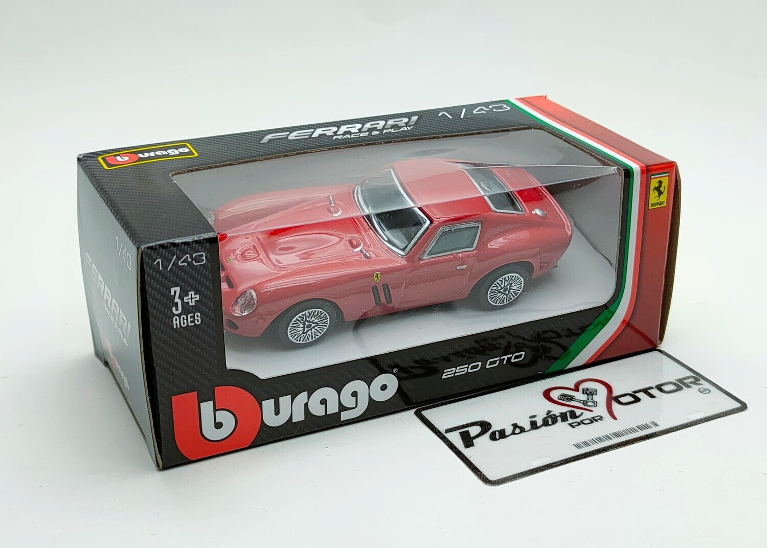 1:43 Ferrari 250 GTO Coupe 1962 Rojo Bburago Race & Play En Caja