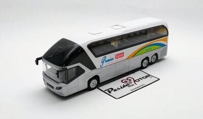 1:66 Neoplan Starliner Autobus 2005 Plata y Blanco JUNYE TOYS Sonic Travel Bus Display a Granel 1:64 02309