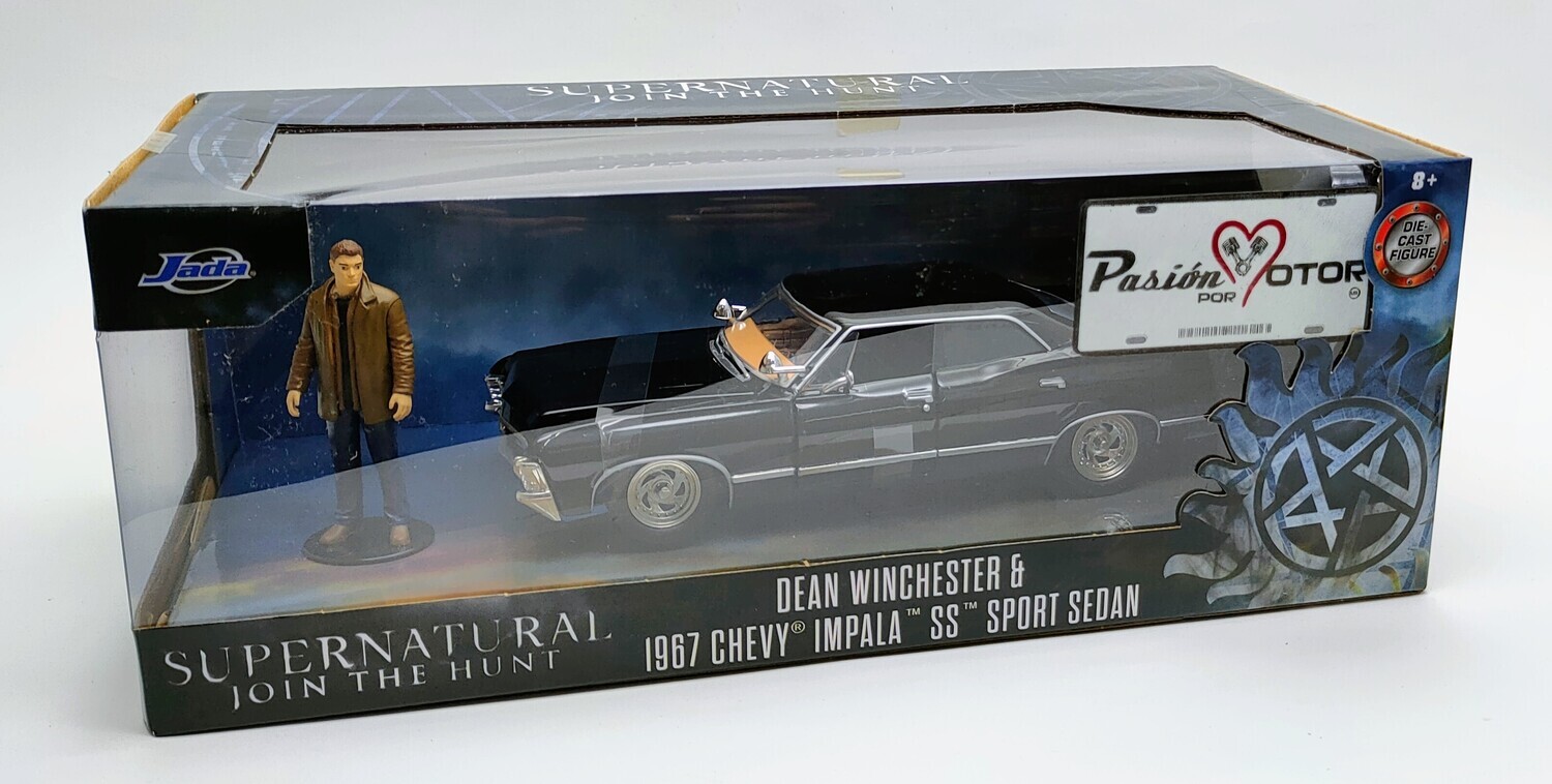 1:24 Chevrolet Impala SS Sport Sedan 1967 Negro & Dean Winchester Supernatural Jada Toys Hollywood Rides Con Caja