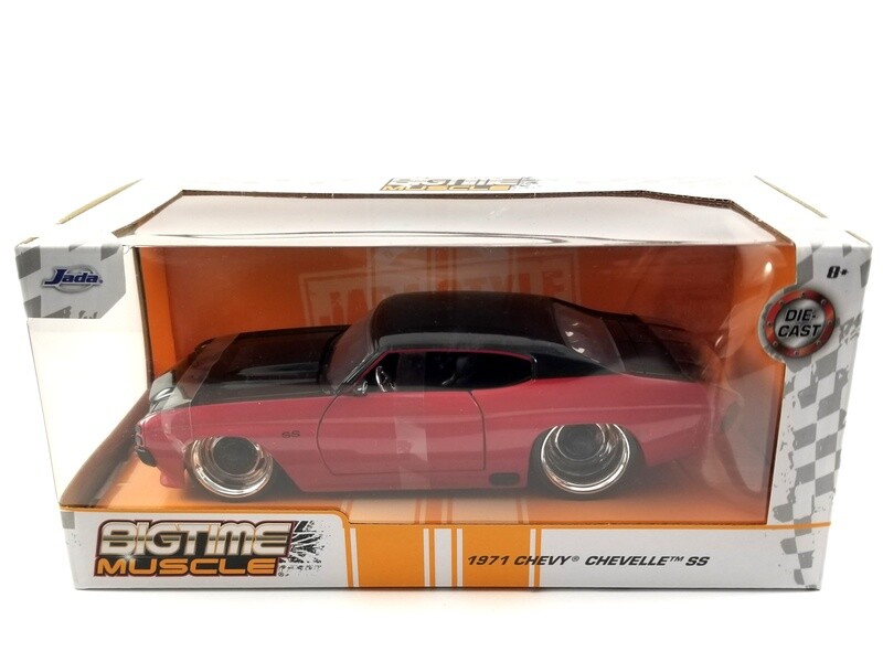 1:24 Chevrolet Chevelle SS Coupe 1971 Rojo Negro Jada Toys Big Time Muscle Con Caja