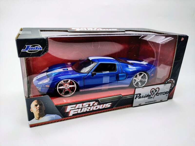 1:24 Ford GT Coupe 2005 Azul con franjas Jada Toys Rapido y Furioso 5 Con Caja