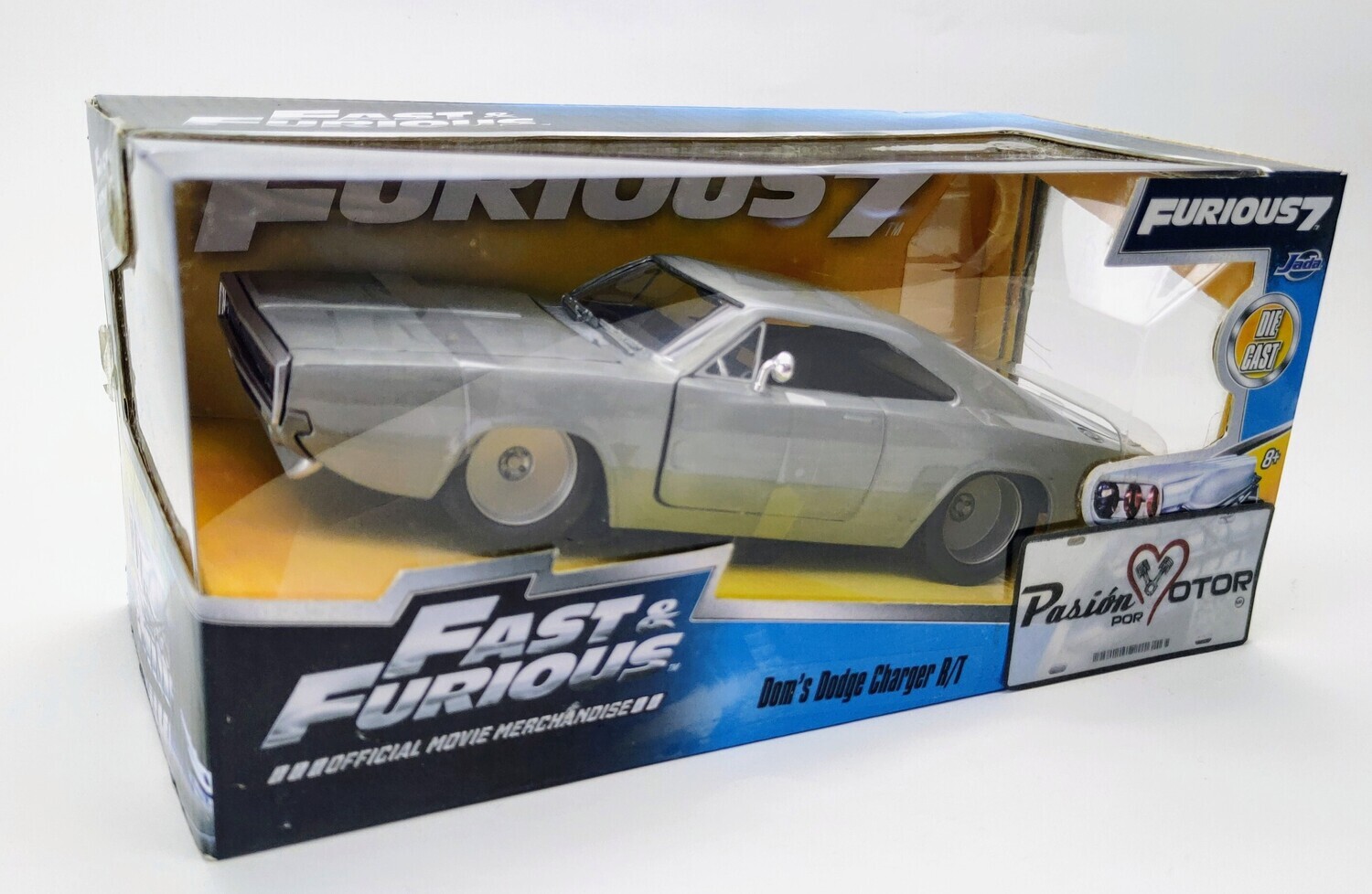 1:24 Dodge Charger R/T Dom's Toretto Coupe 1968 Acero Jada Toys Rapido y Furioso 7 Con Caja