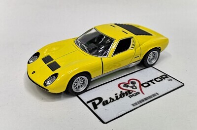 5 Pulgadas / 1:34 Lamborghini Miura P400 SV Coupe 1971 Amarillo KINSMART En Display a Granel 1:32