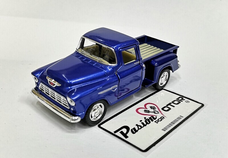 5 Pulgadas / 1:38 Chevrolet 3100 Stepside Pick Up 1955 Azul KINSMART En Display a Granel 1:32 01593