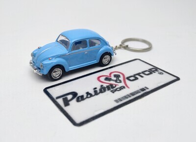 Llavero 1:64 Volkswagen Beetle Sedan 1967 Azul Pastel KINSMART En Display a Granel Vocho 02191