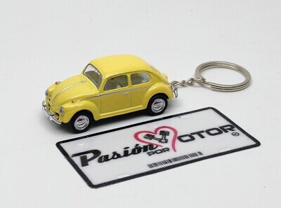Llavero 1:64 Volkswagen Beetle Sedan 1967 Amarillo Pastel KINSMART En Display a Granel Vocho 03171