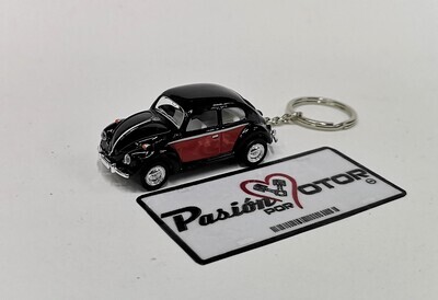 Llavero 1:64 Volkswagen Beetle Sedan 1967 Bitono Negro Con Rojo KINSMART Vocho