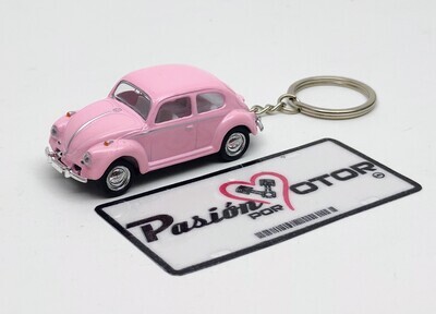 Llavero 1:64 Volkswagen Beetle Sedan 1967 Rosa Pastel KINSMART En Display a Granel Vocho 03172