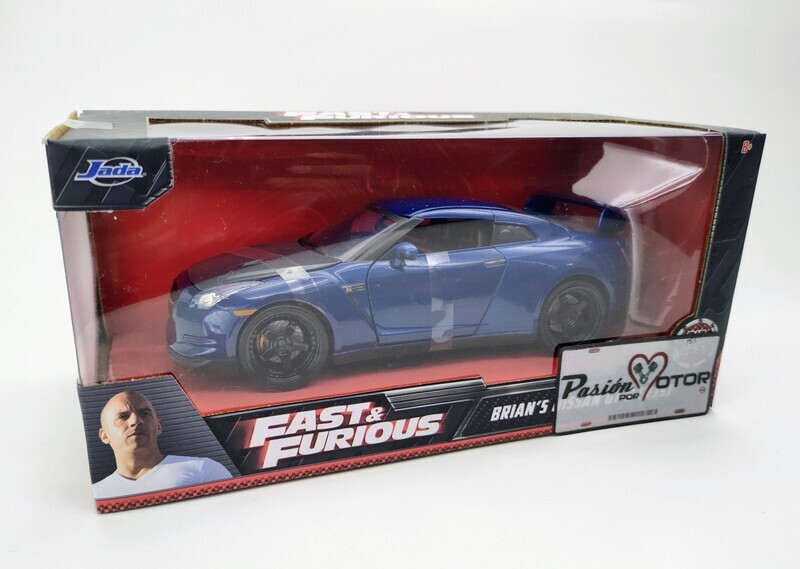 1:24 Nissan GT-R R35 2009 Azul Brian's Rapido Y Furioso 7 Jada Toys C Caja