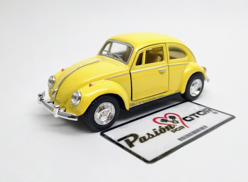 5 Pulgadas / 1:32 Volkswagen Beetle 1967 Amarillo Pastel De Fricción KINSMART En Display a Granel 04262