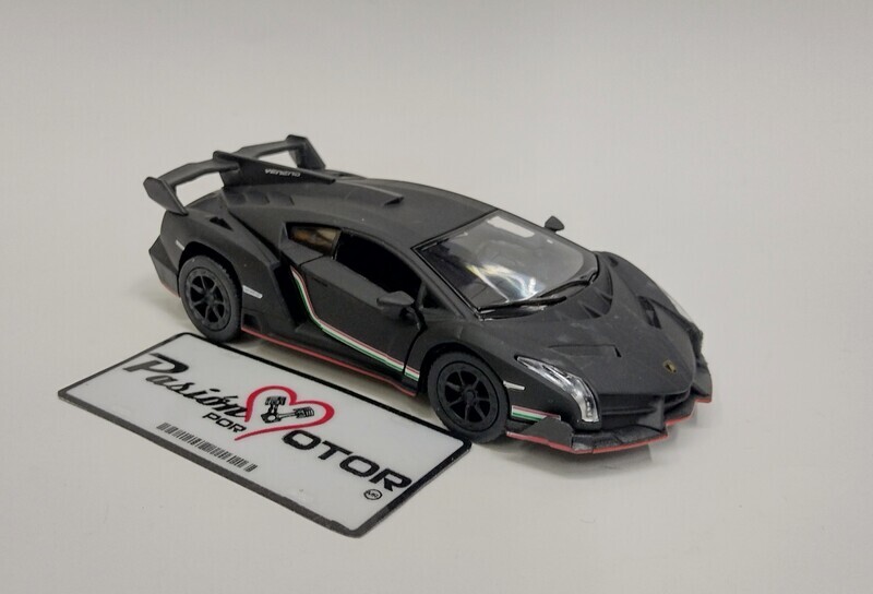 5 Pulgadas / 1:36 Lamborghini Veneno 2013 Negro Mate KINSMART En Display a Granel 1:32