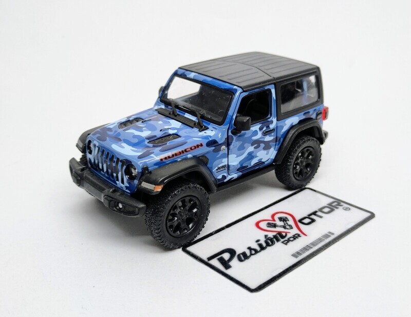 5 Pulgadas / 1:34 Jeep Wrangler Rubicon Hard Top SUV 2 Puertas 2018 Camuflaje Azul Marina KINSMART Display a Granel 1:32 04213