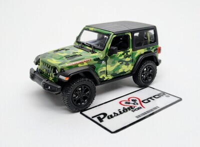 5 Pulgadas / 1:34 Jeep Wrangler Rubicon Hard Top SUV 2 Puertas 2018 Camuflaje Verde Ejercito KINSMART Display a Granel 1:32 04214