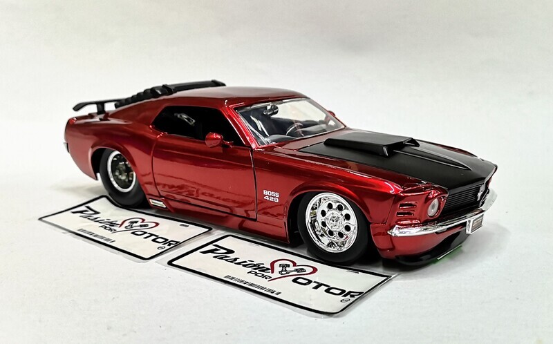 1:24 Ford Mustang Boss 429 1970 Rines 1/4 Milla Dragster Rojo Candy JADA TOYS Big Time Muscle Shelby