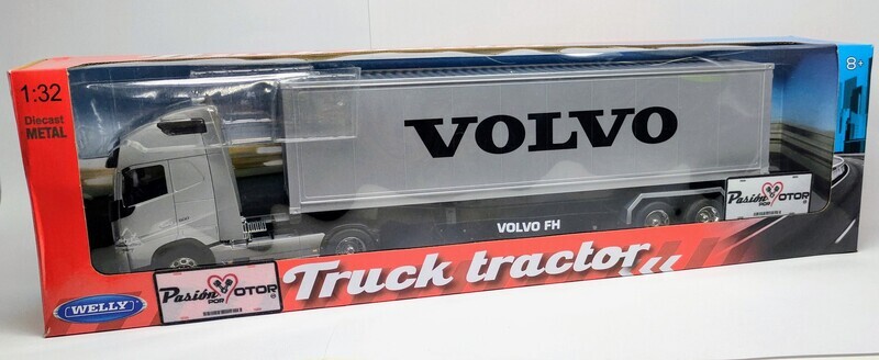 1:32 Volvo FH 500 Dos Ejes 2016 Trailer Welly Transporter Truck Tractor Chato