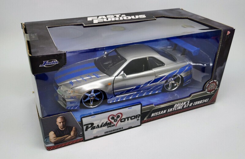 1:24 Nissan Skyline R34 2002 Plata Brian´s Rapido Y Furioso 2 JADA TOYS