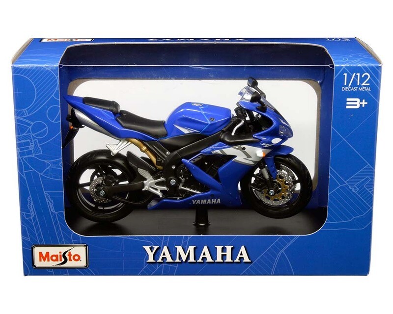 1:12 Yamaha YZF-R1 2004 Azul Con Base MAISTO Motorcycles 02620