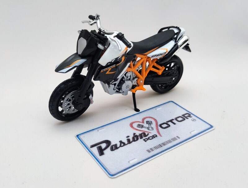 1:18 KTM 990 Supermoto R Blanco negro y naranja BBURAGO Cycle Moto Motocicleta