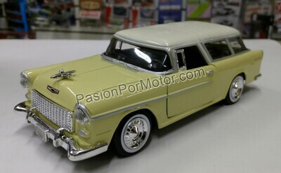 1:24 Chevrolet Bel Air Nomad Guayin 1955 Amarillo Con Crema MOTOR MAX