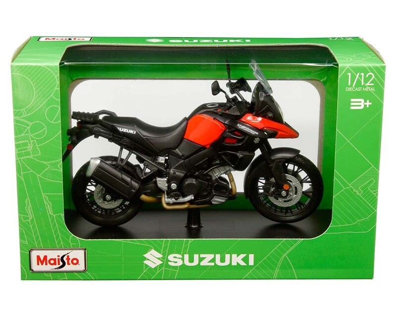 1:12 Suzuki V-Strom 1000 Motocicleta 2019 Negro y rojo Con Base MAISTO Motor Cycles