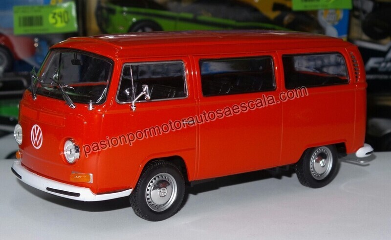 1:24 Volkswagen Bus Type 2 T2 1972 Rojo WELLY Nex Models Combi