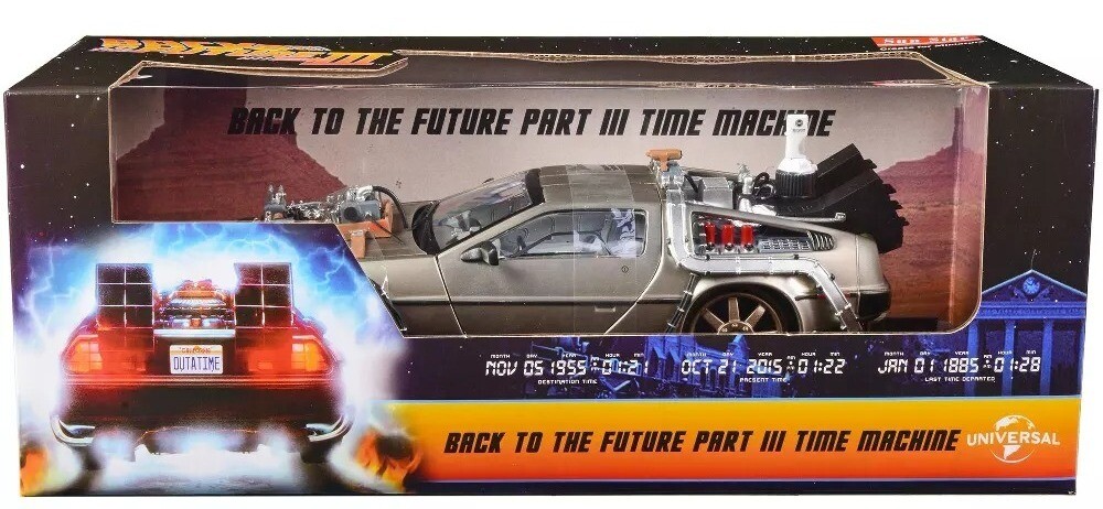 Welly De lorean Set 3 X Time Machine - Back To The Future 1 - 2 - 3