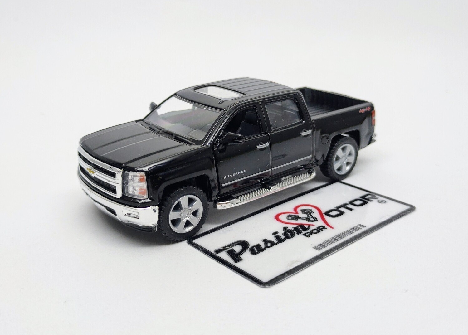 5 Pulgadas / 1:46 Chevrolet Silverado Super Crew 1500 LTZ 2014 Pick Up Negro KINSMART En Display a Granel 1:43 02554
