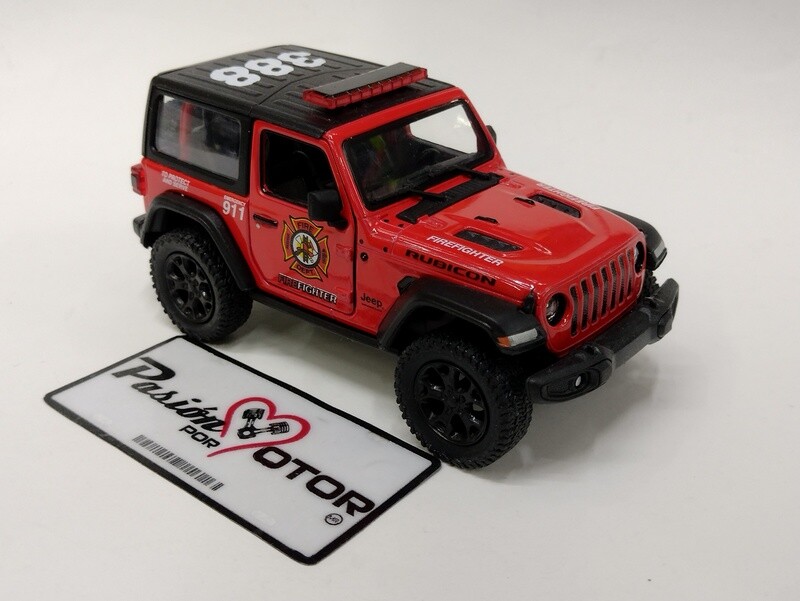 5 Pulgadas / 1:34 Jeep Wrangler Rubicon SUV 2 Puertas Hard Top Patrulla de Bomberos 2018 KINSMART Display a Granel 1:32