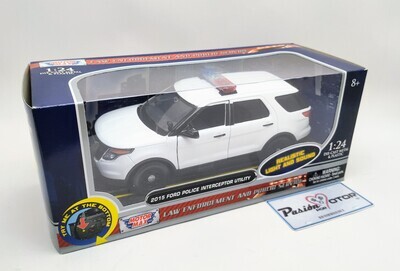 1:24 Ford Explorer Police Interceptor Utility 2015 Blanco liso c Luz y Sonido MOTOR MAX Patrulla