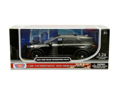 1:24 Ford Explorer Police Interceptor Utility 2022 Negro MOTOR MAX Patrulla