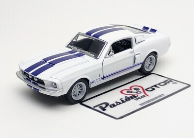 5 Pulgadas / 1:38 Ford Shelby GT-500 Coupe Fastback 2+2 1967 Blanco Con Franjas KINSMART En Display a Granel 1:32 02697