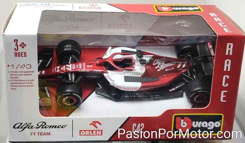 1:43 Alfa Romeo F1 Team Orlen C42 #77 Valtteri Bottas Bahrain GP Formula 1 2022 BBURAGO F1