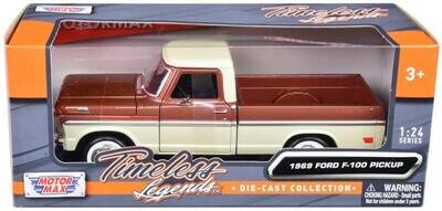 1:24 Ford F-100 Pick Up Caja Corta 1969 Bronce y Crema MOTOR MAX Timeless Legends