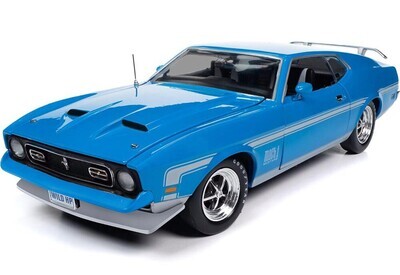 1:18 Ford Mustang Mach 1 Coupe Fastback 1971 Azul AUTO WORLD American Muscle