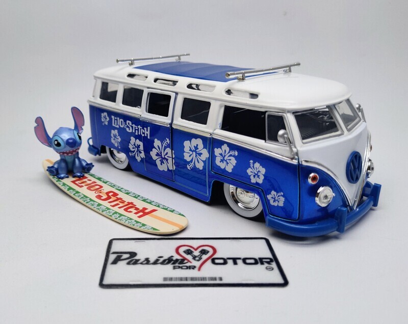 1:24 Volkswagen T1 Bus 1962 Combi Con Figura de Stitch JADA TOYS Disney